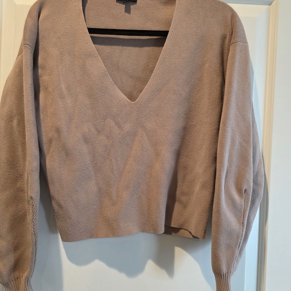 Dynamite Sweaters - V-Neck Taupe Sweater Dynamite